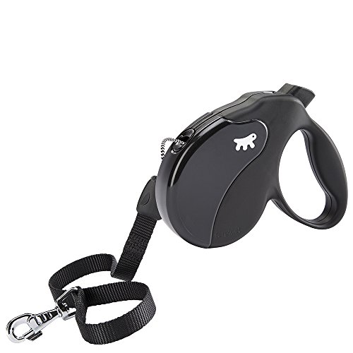 Ferplast - Correa retráctil para Perros Amigo Cord Long, Cordón Enrollable, 7 m, máx. 20 kg, Negro