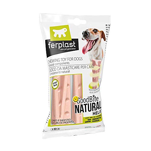 Ferplast Goodbite Natural Helix S Juguete Hueso À Hélice para La Higiene Oral, Sabor A Jamón, Perro Medio - Pequeño (3-10 Kg), Natural, 2 Piezas De 16G 1 Unidad 32 g