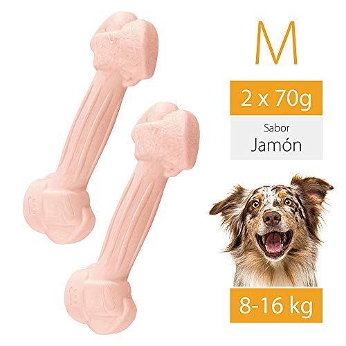 Ferplast Goodbite Natural M Juguete Hueso para La Higiene Oral, Sabor A Jamón, Perro Medio (8-16 Kg), Natural, 2 Piezas De 70G 1 Unidad 147 g