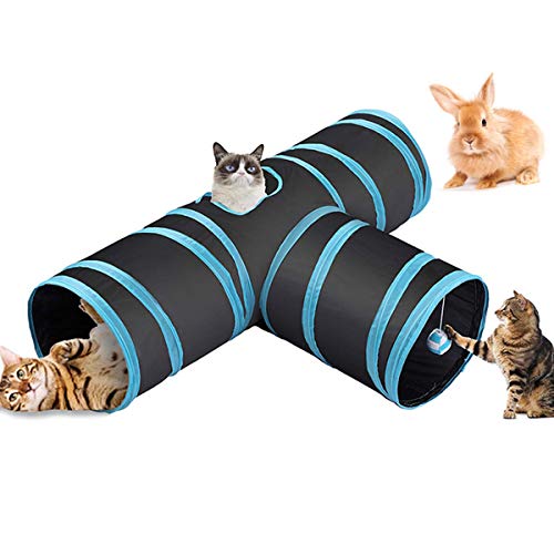 Fhodigogo Túnel de juguete para gatos, juguete para perros, túnel de 3 vías para mascotas, túnel para mascotas, tubo para gatos, cachorros, conejos, perros pequeños