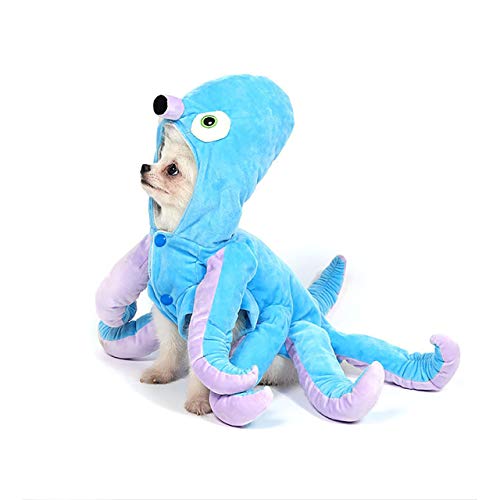 Filhome Disfraz de pulpo para perro, para Halloween, Navidad, cosplay, disfraz divertido, cachorro, gato, abrigo de invierno con capucha