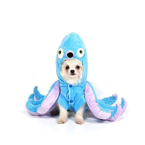 Filhome Disfraz de pulpo para perro, para Halloween, Navidad, cosplay, disfraz divertido, cachorro, gato, abrigo de invierno con capucha