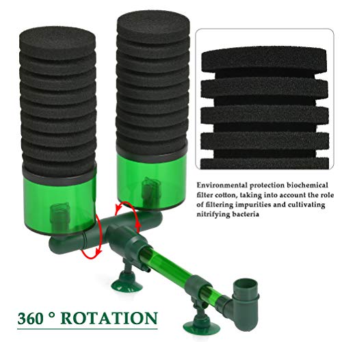 Filtros para Acuarios, Filtro Bioquímico para Acuario Contiene 2 Esponjas y hay 1 Portafiltros en la Esponja，hay 2 Ventosas y 2 Cajas de Medios Filtrantes, Adecuado para Peceras de Menos de 60 cm