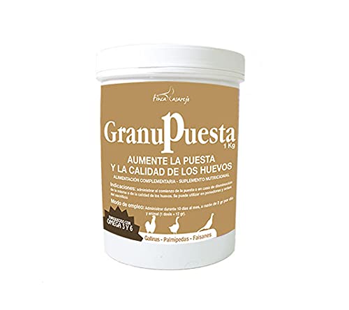 FINCA CASAREJO Aumenta la Puesta de Las gallinas - Mejora la Calidad de los Huevos - Suplemento Natural para Aves - Formato granulado - Granupuesta 5 kg (Ref. GP5)