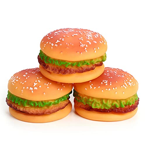 Fisheraw Juguetes para Perros chillones, Buena ductilidad, rasguños, squeakers entretenidos, Juguete para Masticar Comida de Hamburguesas para Perros, Juguete para Exterior