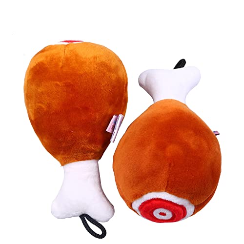 Fisheraw Pierna del Perro de Perrito Pierna de Pollo Peluche Squeak Masticar Toy Interactivo Entrenamiento Pet marrón