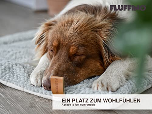 FLUFFINO® Manta para perros - mullida, suave y lavable (tamaño L, 104x68 cm, gris) - imitación de ante para mayor resistencia al deslizamiento - para perros grandes y pequeños - almohada para perros