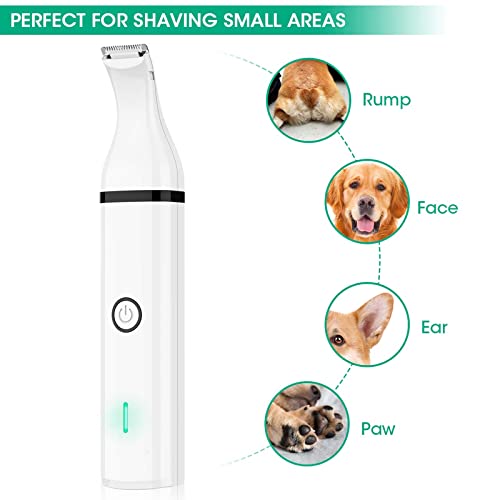 Foern Kit de Cortaúñas para Perros para Aseo, 3 en 1, Triturador de Uñas para Perros, Silencioso, Recargable, Cortapelos para Perros y Gatos Grandes, Medianos y Pequeños,White