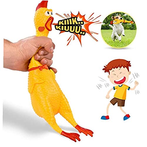 Forma Perro Pollo Juguetes ruidosos Que grita Squeeze Pollo Diversión para Mascotas Perros Shrilling de Goma Que grita Juguete Divertido Amarillo con la función y diseño