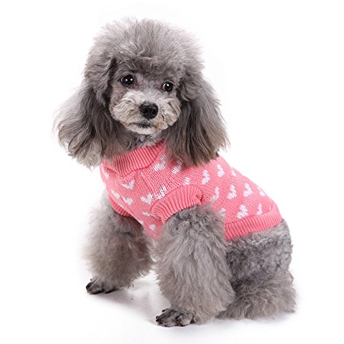 Fossrn Ropa Perro Pequeño Pomerania Chihuahua Yorkshire Cuello Redondo Jersey de Corazón