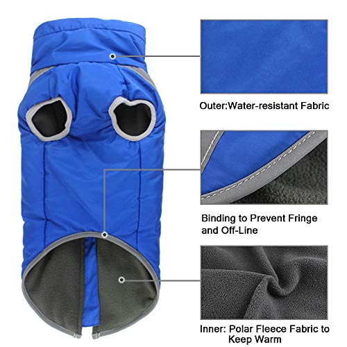 FREESOO Ropa para Mascotas Perros Impermeables Chubasqueros Invierno Chaleco Caliente Abrigo Chaqueta Reflectante Resistente al Viento para Perros Medianos y Grandes