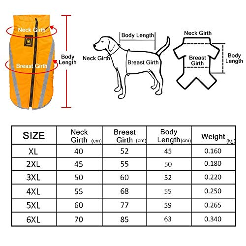 FREESOO Ropa para Mascotas Perros Impermeables Chubasqueros Invierno Chaleco Caliente Abrigo Chaqueta Reflectante Resistente al Viento para Perros Medianos y Grandes