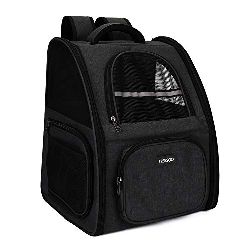 FREESOO Transportin Gato Mochilas para Gatos y Perro Bolsa para Mascotas Transporte Plegable Portador de Viaje Transpirable Carga Máxima 6.5 kg para Vajar en Tren/Automóvil/Restaurante/Avión