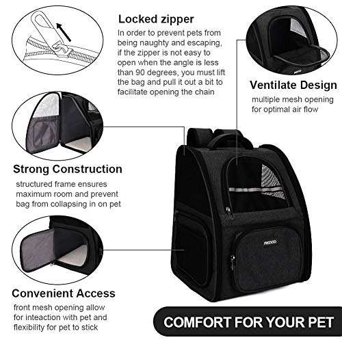 FREESOO Transportin Gato Mochilas para Gatos y Perro Bolsa para Mascotas Transporte Plegable Portador de Viaje Transpirable Carga Máxima 6.5 kg para Vajar en Tren/Automóvil/Restaurante/Avión