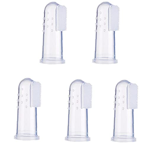 Froiny 5pcs Mascotas Dedo del Cepillo De Dientes, De Silicona Suave para Mascotas Dedo del Cepillo De Dientes, Seguridad Alimentaria Limpiador De Dientes, Perro del Gato del Kit del Cepillo Dental