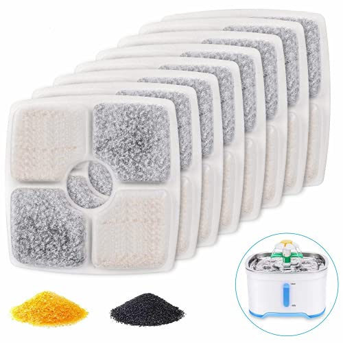 Frondent Filtros de Fuente para Mascotas, filtros de Repuesto de Fuente para Mascotas 8pcs, filtros de Fuente Cuadrados para Agua Potable para Perros y Gatos