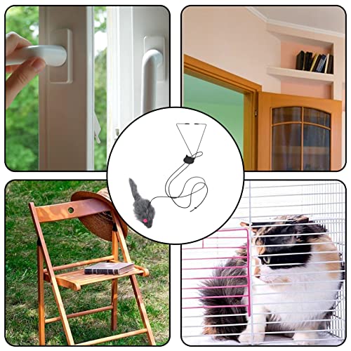 FUFRE Divertido bastón para gatos, juguete para colgar en la puerta, ratones de peluche retráctiles interactivos, juguete para gatos con vara de práctica