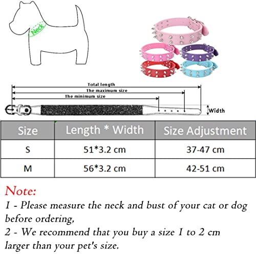 FUNAT Collar para Mascotas de Doble Hilera con Tachuelas, Collar de Remache para Perros Medianos y Grandes, Collar de Perro de PU, Cadena para Perros