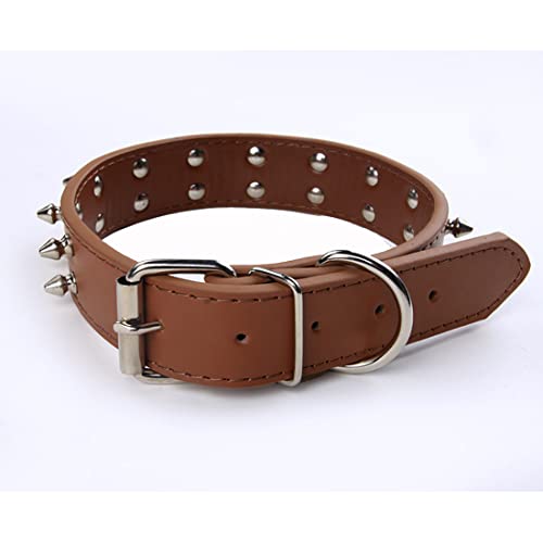 FUNAT Collar para Mascotas de Doble Hilera con Tachuelas, Collar de Remache para Perros Medianos y Grandes, Collar de Perro de PU, Cadena para Perros