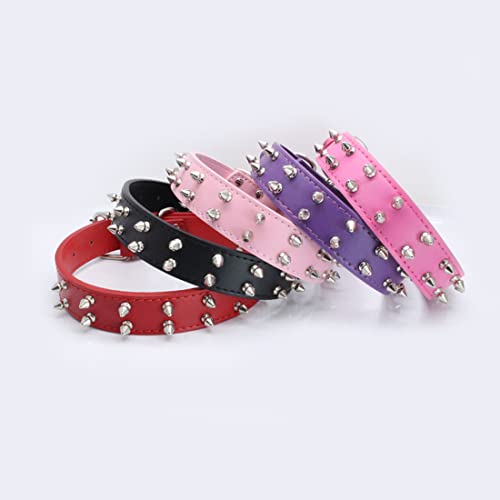 FUNAT Collar para Mascotas de Doble Hilera con Tachuelas, Collar de Remache para Perros Medianos y Grandes, Collar de Perro de PU, Cadena para Perros