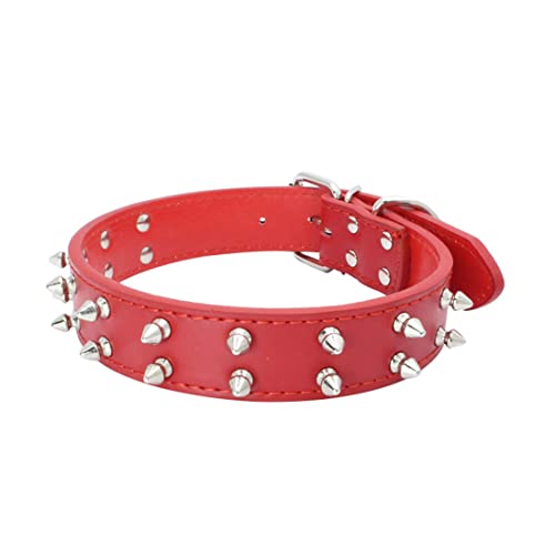 FUNAT Collar para Mascotas de Doble Hilera con Tachuelas, Collar de Remache para Perros Medianos y Grandes, Collar de Perro de PU, Cadena para Perros