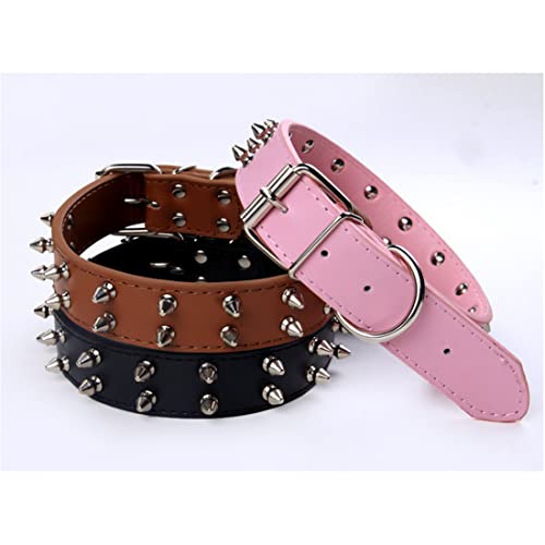 FUNAT Collar para Mascotas de Doble Hilera con Tachuelas, Collar de Remache para Perros Medianos y Grandes, Collar de Perro de PU, Cadena para Perros