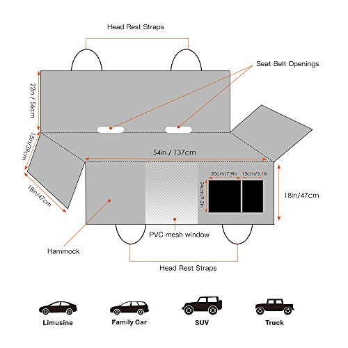 Funda de asiento para perro Siivton, hamaca de viaje para perro, manta impermeable para asiento trasero de coche, alfombrilla de protección para maletero con protección lateral