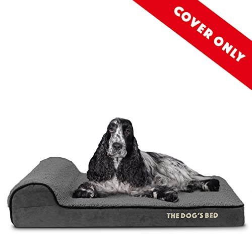 Funda exterior de repuesto solo para cama de perro, tela Oxford de calidad lavable, mediana 86 x 56 x 7,5 cm (felpa gris)