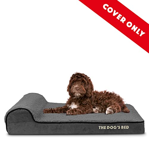 Funda exterior de repuesto solo para cama de perro, tela Oxford de calidad lavable, mediana 86 x 56 x 7,5 cm (felpa gris)