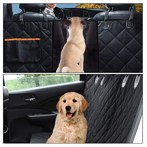 Funda para asiento trasero de perro, 100% impermeable, resistente a los arañazos, funda para asiento de coche con ventana de malla, fundas para asiento trasero para coches y todoterrenos,137 x 147 cm