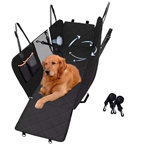 Funda para asiento trasero de perro, 100% impermeable, resistente a los arañazos, funda para asiento de coche con ventana de malla, fundas para asiento trasero para coches y todoterrenos,137 x 147 cm