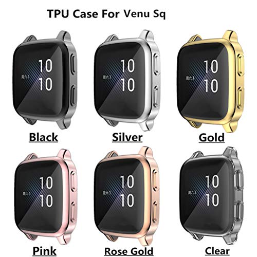 Funda Protectora MINGSTORE para -Garmin Venu SQ Reloj Inteligente Chapado en TPU Cubierta Suave Carcasa Protectora de Pantalla Completa para-Funda Garmin Venu Sq