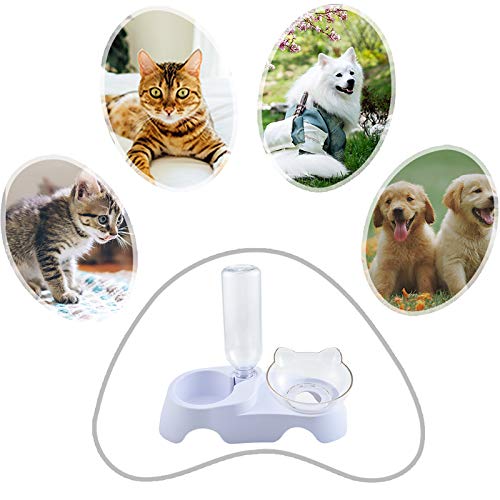 FurPaw Comederos para Gatos, Platos para Gato Comederos Alimentador AutomÁTico Botella de Agua Bebedero Fuente Uso Dual