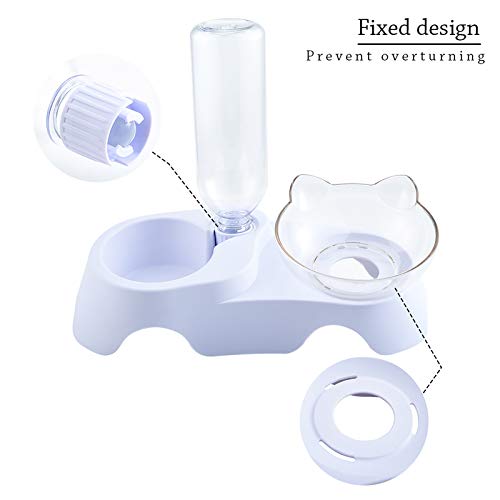 FurPaw Comederos para Gatos, Platos para Gato Comederos Alimentador AutomÁTico Botella de Agua Bebedero Fuente Uso Dual