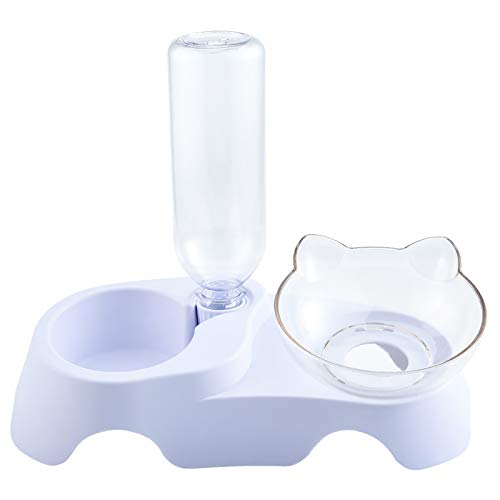 FurPaw Comederos para Gatos, Platos para Gato Comederos Alimentador AutomÁTico Botella de Agua Bebedero Fuente Uso Dual