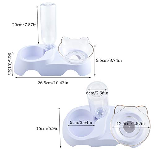 FurPaw Comederos para Gatos, Platos para Gato Comederos Alimentador AutomÁTico Botella de Agua Bebedero Fuente Uso Dual