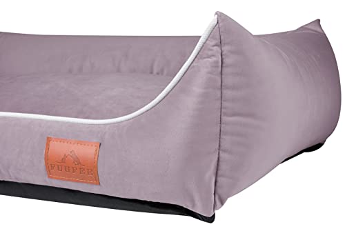 FUUFEE Cama para perros Miagolio para mascotas con funda extraíble, de suave tejido aterciopelado, para mascotas medianas y grandes, lavable a máquina a 40 °C, color morado pastel S