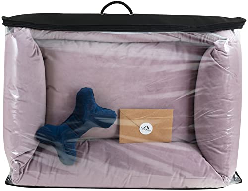 FUUFEE Cama para perros Miagolio para mascotas con funda extraíble, de suave tejido aterciopelado, para mascotas medianas y grandes, lavable a máquina a 40 °C, color morado pastel S