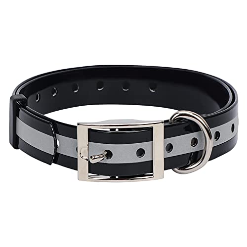 Fyy Collar reflectante para perro, impermeable, ajustable, suave, duradero, con herrajes de metal resistentes para perros pequeños, medianos y grandes, color negro