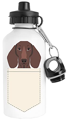 Gaitero - Perro Tejonero, Weener Perro, Wiener Perro, Mascota Retrato, Chorizo Perro, Mascota Botella de Agua Acero Inoxidable Viajero Blanco Water Bottle Stainless Steel Traveller White