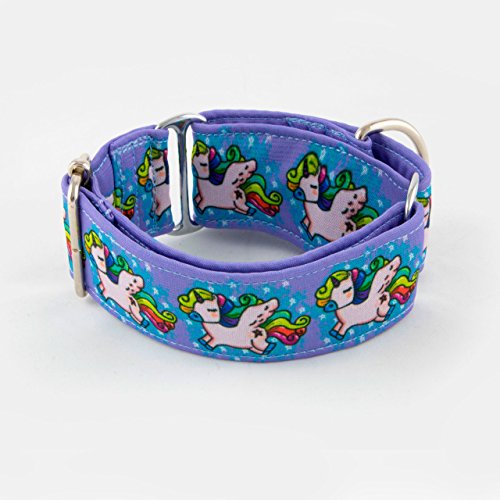 Galguita Amelie, 4cm Ancho Talla L (40cm - 49cm), Collar para Perro antiescape. Unicornios.