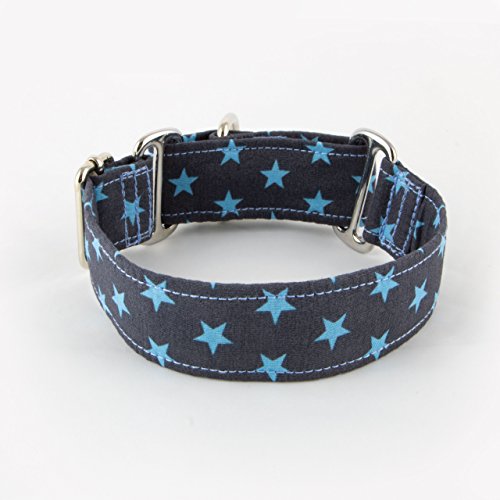 Galguita Amelie Blue Star Collar para Perros Antiescape, 3 cm Ancho, M, Azul