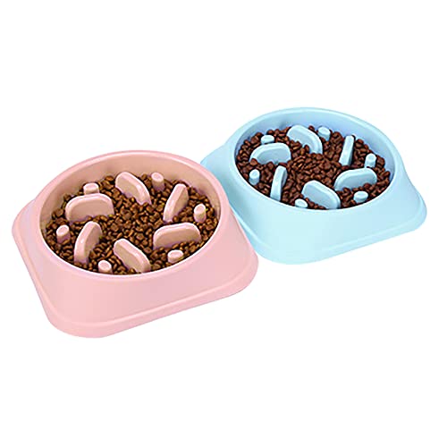 GANMFOYC 2 Piezas Comedero de Perros para ralentizar la Comida, Divertida búsqueda de alimento，Azul/Rosa