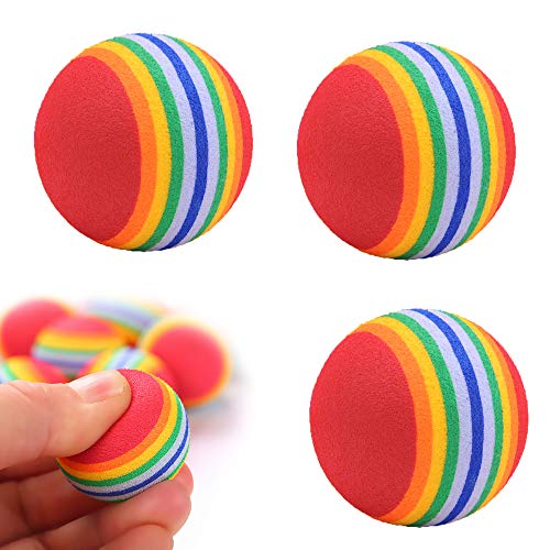 Gativs Pelotas para Gatos 12 Piezas Pelota Gato 3,5cm Arcoiris Gatos Juguetes Pelotas Gato Juguete Pelotas de Esponja Pelotas de Plumas Pelota Juguetes para Gatos