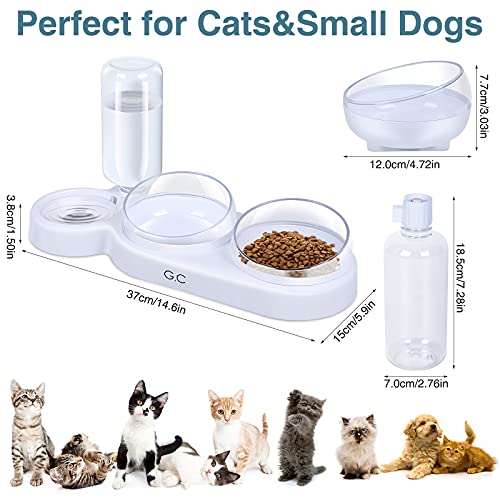 G.C Comedero Gato Elevado, Comederos y Bebederos para Gatos Perros, Cuencos Agua Comida Alimentación Platos para Mascotas, Comedero Interactivo Gatos con Estera