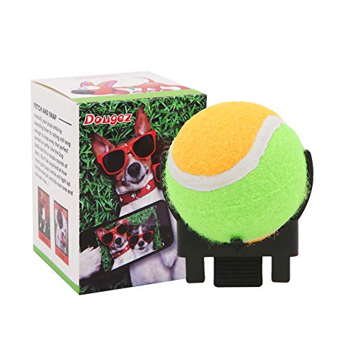 Geluode Pet Selfie Stick Clip Ball, 6,5 cm Accesorio para teléfono de tenis para perro mascota agilidad entrenamiento foto cachorro fotografía interacción juguete