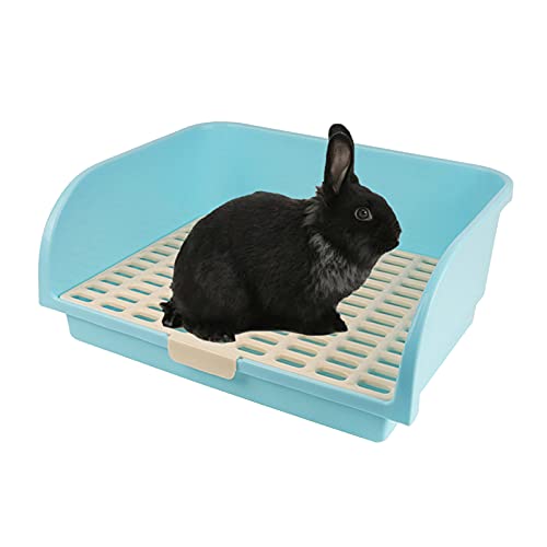 Generic Caja de Arena para Conejos Grande, Jaula de Inodoro para Mascotas, Orinal de Esquina para Adultos, Conejillos de Indias, Chinchilla Galesaur, hurón, Azul