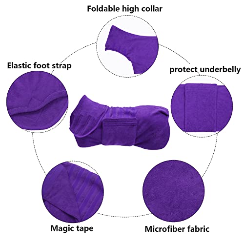 Geyecete- Albornoz Microfibra para Perro Mascotas,Toalla para Perros/Gatos,Secado rápido, superabsorbente, para Secado Tras el baño, Nadar o Paseo bajo la Lluvia-Morado-XS