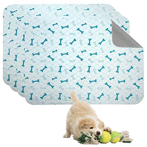 Geyecete Alfombras de adiestramiento Ultraabsorbente para Perros,Reutilizables Lavables de Almohadillas para caninas Cachorros,Empapadores Entrenamiento Impermeable para Mascotas-Azul-S-4 Piezas