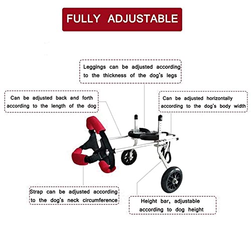 GHFXFG Silla De Ruedas para Mascotas,Soporte para Piernas para Perros,Ajustable Rehabilitación Las Patas Perros Remolques para Bicicleta,Perro Asistido Caminar Coche para